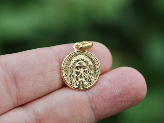 Holy Face medal, Shroud of Turin medal, Sindone medal, Jesus icon medal, sterling silver 925 round medal, Holiest icon relic in Christianity