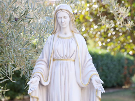 80 cm Our Lady of Grace statue,Marble powder statue of Virgin Mary, Miraculous Medal statue, 31,5 inch Virgin Mary statue, home altar statue