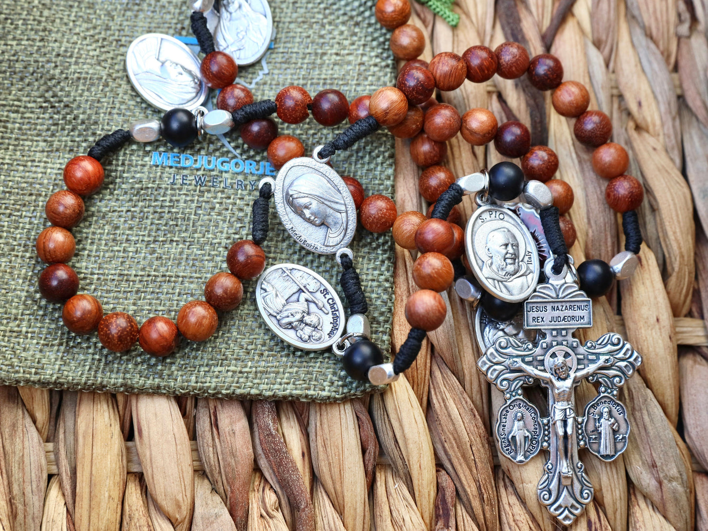 Natural wood rosary, forgiveness Pardon Crucifix rosary,Miraculous medal St Benedict rosary,traditional rosary for women, forgiveness rosary