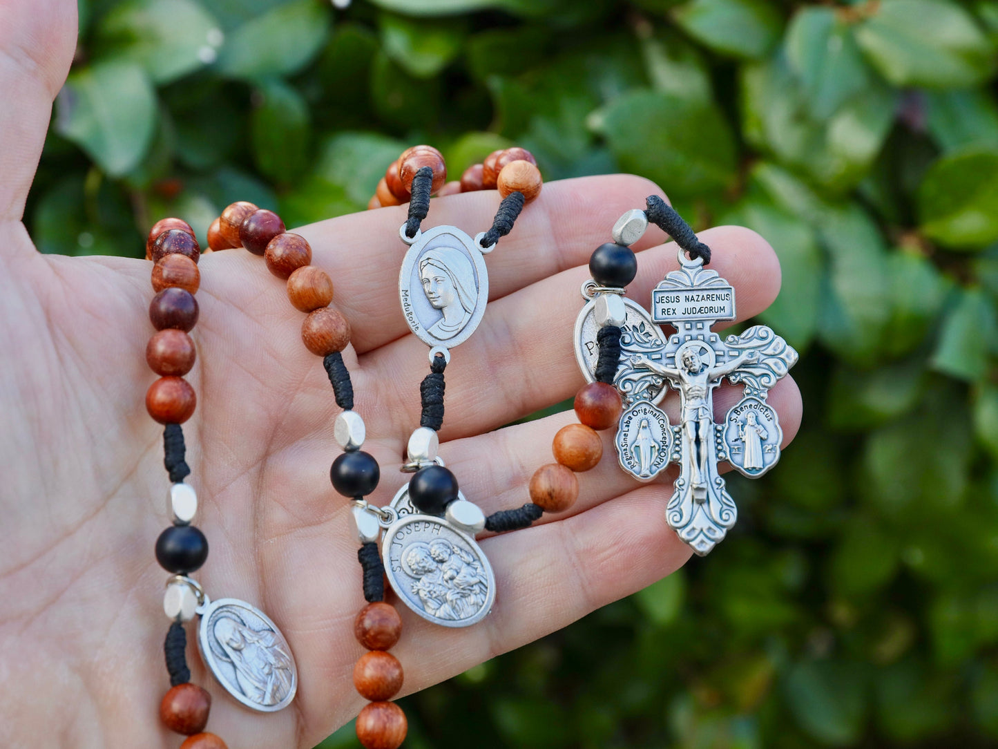 Natural wood rosary, forgiveness Pardon Crucifix rosary,Miraculous medal St Benedict rosary,traditional rosary for women, forgiveness rosary