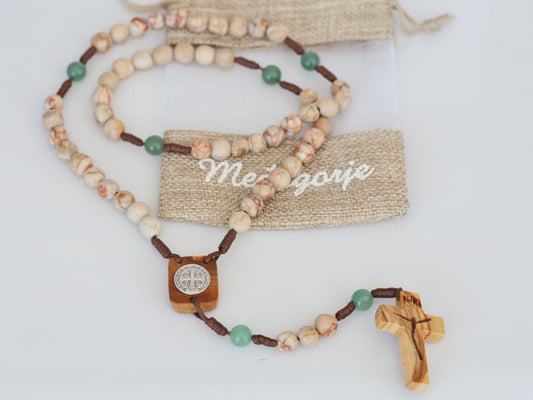 Medjugorje stones rosary|Apparition Hill stone rosary|Hand made Medjugorje stone rosary|Saint Benedict rosary|Risen Christ rosary|Jesus