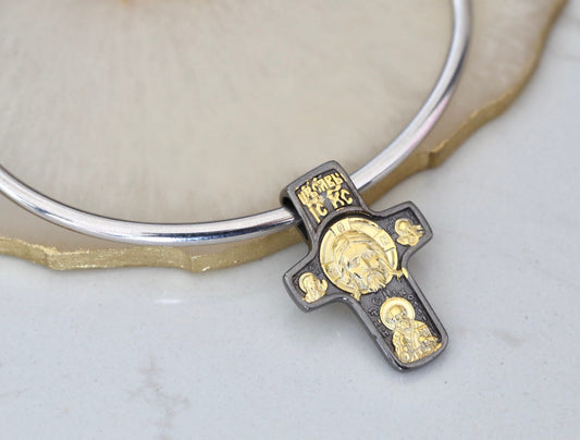 Pandora compatible cross,sterling silver cross with Jesus Face,pandora compatible bracelet pendant,charm for silver bracelet from Medjugorje