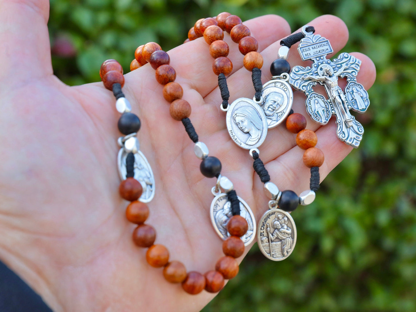 Natural wood rosary, forgiveness Pardon Crucifix rosary,Miraculous medal St Benedict rosary,traditional rosary for women, forgiveness rosary