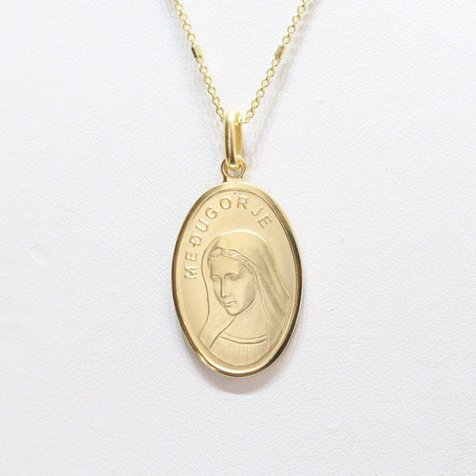 Vergoldete Medaille Unserer Lieben Frau von Medjugorje, Medjugorje-Medaille aus Sterlingsilber, Anhänger „Königin des Friedens“, Halskette der Jungfrau Maria, Medjugorje-Anhänger