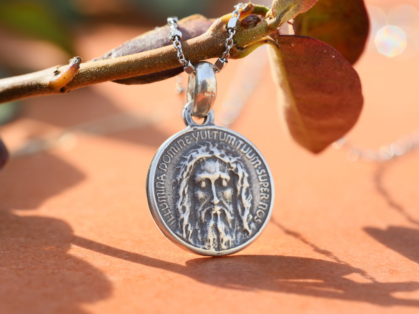 Most holy face of Jesus medal , sterling silver 925 medal , IHS medal, Icona Vera Shroud of Turin medal icon, sindone medal, Ecce Homo medal