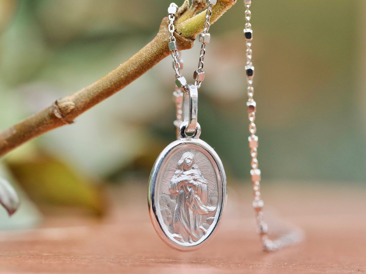 Immaculate Conception pendant, Virgin Mary miniature pendant, sterling silver 925 medal, pendant of Our Lady for women, miniature pendant