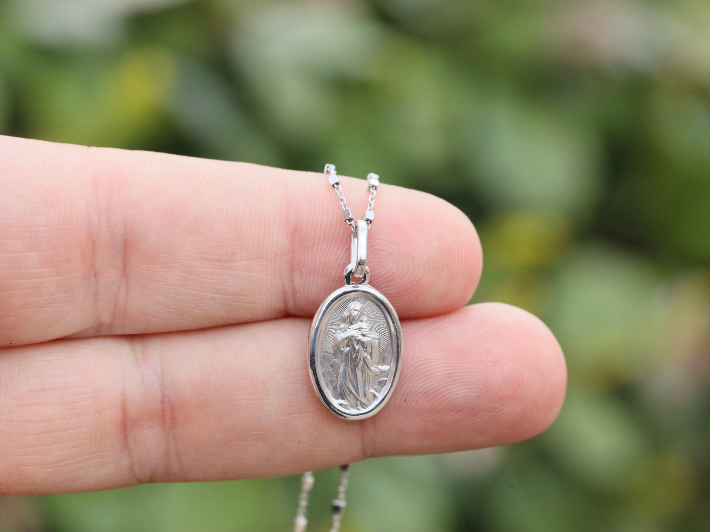 Immaculate Conception pendant, Virgin Mary miniature pendant, sterling silver 925 medal, pendant of Our Lady for women, miniature pendant