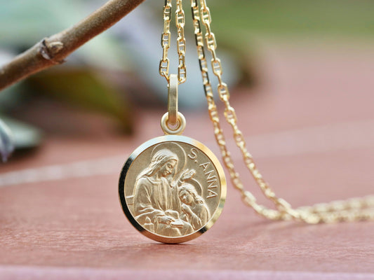 St Anne medal, Virgin Mary’s mother pendant, sterling silver 925,catholic saint pendant, fertility saint medal, fertility devotion for women