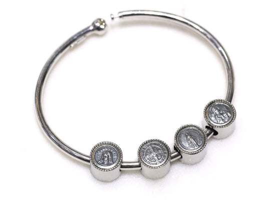 Miniatur-Charm für Pandora-Armband, katholische Charms für Pandora-Armband, Wundertätige Medaille Skapuliermedaille St. Benedikt Medjugorje